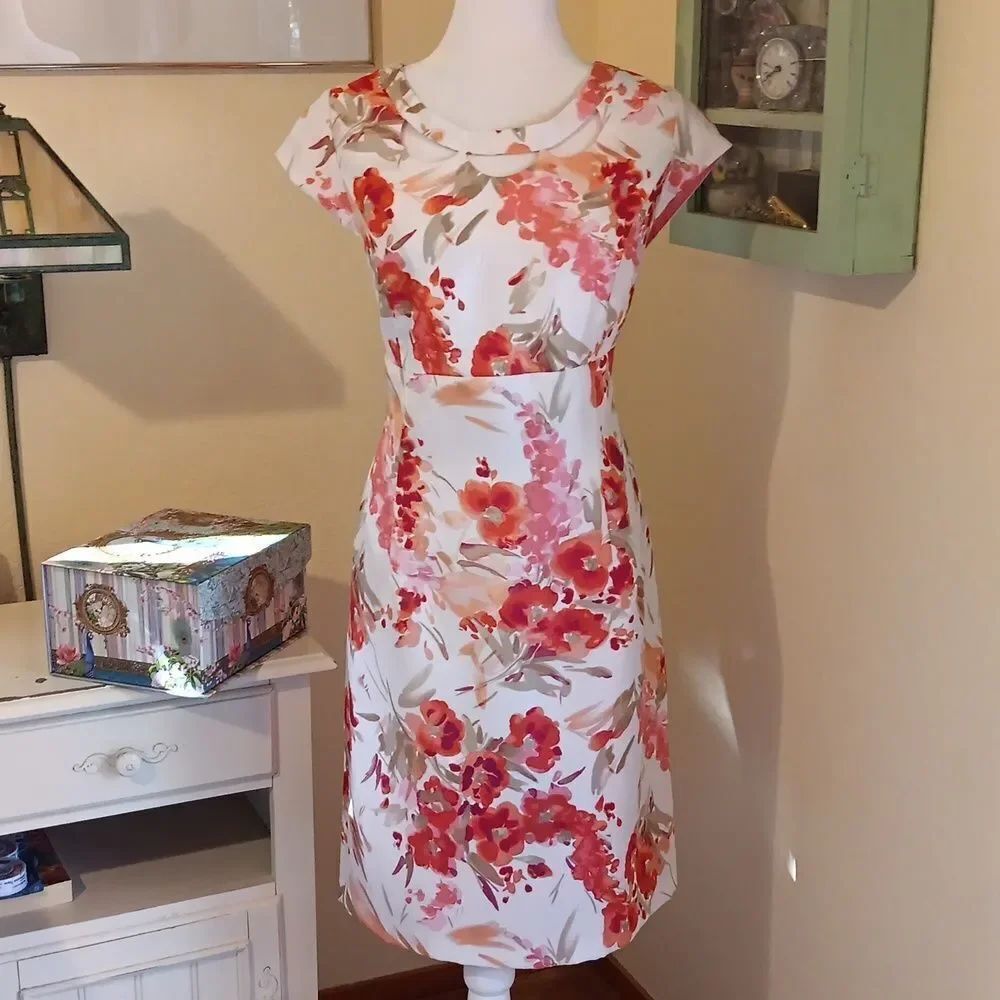 Liz Claiborne Peach and Cream Floral Dress